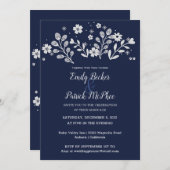 Einladung zur Hochzeit mit weißer Blume (Vorne/Hinten)