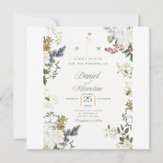Einladung zur Hochzeit mit weißer Blume - Save the