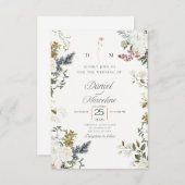 Einladung zur Hochzeit mit weißer Blume - Save the (Vorne/Hinten)