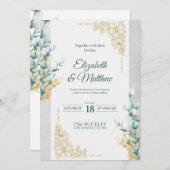 Einladung zur Hochzeit mit weißer Blüte (Vorne/Hinten)