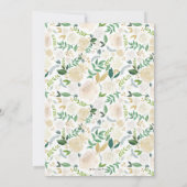 Einladung zur Hochzeit mit weißer und goldener Blü (Rückseite)