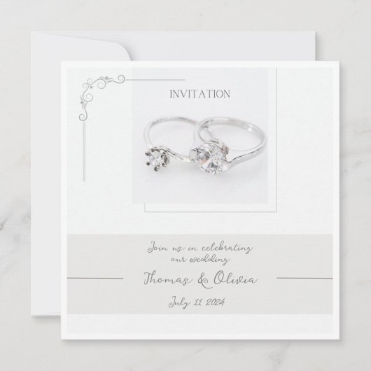Einladung zur Hochzeit mit zwei Rings (Vorderseite)