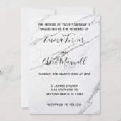Einladung zur Hochzeit | Modern White Marble Scrip (Vorderseite)
