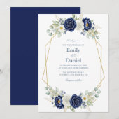 Einladung zur Hochzeit moderner geometrischer Navy (Vorne/Hinten)