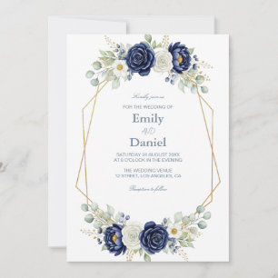 Einladung zur Hochzeit moderner geometrischer Navy