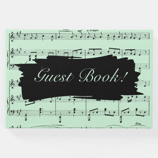 Einladung zur Hochzeit moderner Schwarz-Grün-Musik Gästebuch (Vorderseite)