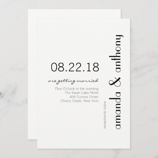 Einladung zur Hochzeit moderner Texte (Vorne/Hinten)