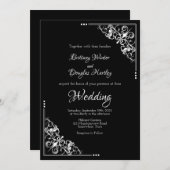 Einladung zur Hochzeit Modernes Schwarz und Weiß (Vorne/Hinten)