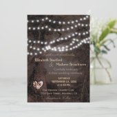 Einladung zur Hochzeit | Monogram String Lights (Stehend Vorderseite)