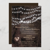 Einladung zur Hochzeit | Monogram String Lights (Vorne/Hinten)