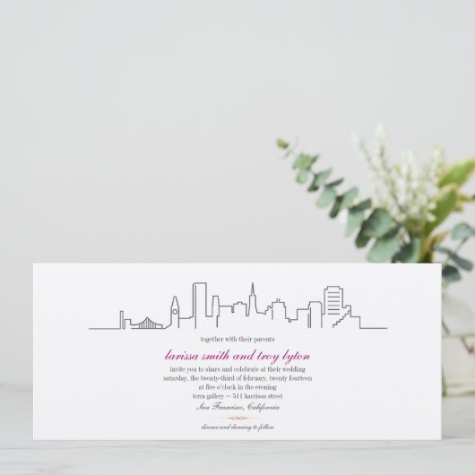 Einladung zur Hochzeit oder Abendessen in San Fran (Stehend Vorderseite)