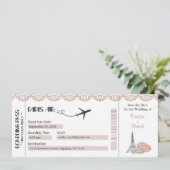 Einladung zur Hochzeit, Pariser Boarding Pass (Stehend Vorderseite)