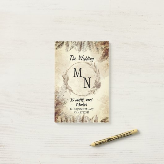 Einladung zur Hochzeit Post-it Klebezettel (Auf Schreibtisch)