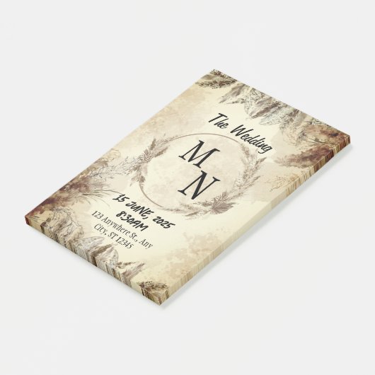 Einladung zur Hochzeit Post-it Klebezettel (angewinkelt)