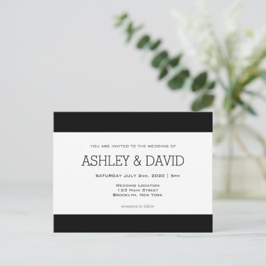 Einladung zur Hochzeit Postkarte (Stehend Vorderseite)