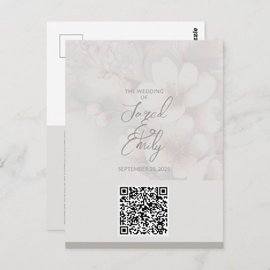Einladung zur Hochzeit QR Code Postkarte (Vorne/Hinten)