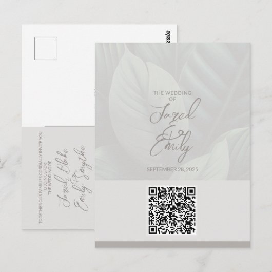 Einladung zur Hochzeit QR Code Postkarte (Vorne/Hinten)