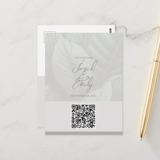 Einladung zur Hochzeit QR Code Postkarte (Vorderseite/Rückseite Beispiel)