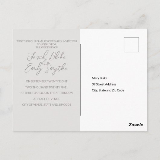 Einladung zur Hochzeit QR Code Postkarte (Rückseite)