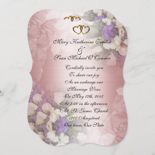 Einladung zur Hochzeit romantische Blumen (Vorne/Hinten)