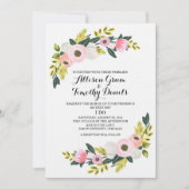 Einladung zur Hochzeit Rosa Blau Wasserfarbe Bläsc (Vorderseite)