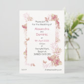 Einladung zur Hochzeit - rosa Blumenschmetterlings (Stehend Vorderseite)