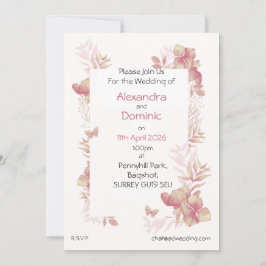 Einladung zur Hochzeit - rosa Blumenschmetterlings