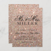Einladung zur Hochzeit - Rose Gold Glitzer Fab (Vorne/Hinten)