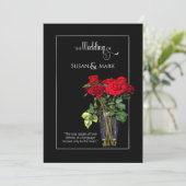 Einladung zur Hochzeit, Rote Rose-Sammlung/Schwarz (Stehend Vorderseite)