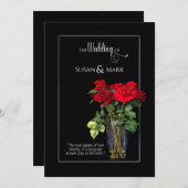 Einladung zur Hochzeit, Rote Rose-Sammlung/Schwarz (Vorne/Hinten)
