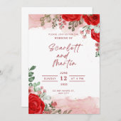 Einladung zur Hochzeit Rote Rose Transparente Tint (Vorne/Hinten)