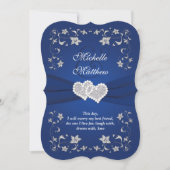 Einladung zur Hochzeit | Royal Blue Silver, Floral (Vorderseite)