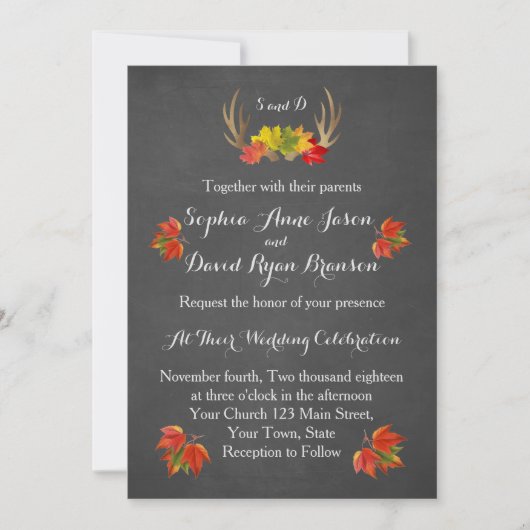 Einladung zur Hochzeit | Rustic Antlers Fall Boho (Vorderseite)