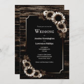 Einladung zur Hochzeit rustikale dunkle Holzblüte (Vorne/Hinten)