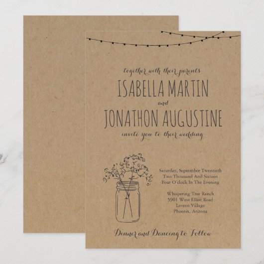 Einladung zur Hochzeit | Rustikalkraft (Vorne/Hinten)