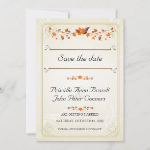 Einladung zur Hochzeit Save the Date, Herbstlaub T
