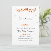 Einladung zur Hochzeit Save the Date, Herbstlaub T (Stehend Vorderseite)