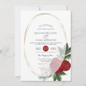 Einladung zur Hochzeit | Scarlet Peony Floral Oval (Vorderseite)