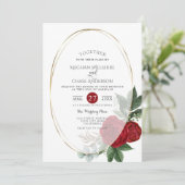 Einladung zur Hochzeit | Scarlet Peony Floral Oval (Stehend Vorderseite)