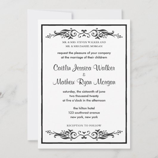 Einladung zur Hochzeit - Schnörkel (Vorderseite)