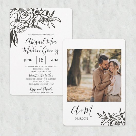 Einladung zur Hochzeit Schwarz & Weiß