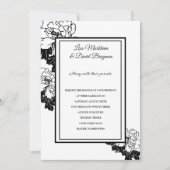 Einladung zur Hochzeit - Schwarz-Weiß-Blumen-Einla (Vorderseite)