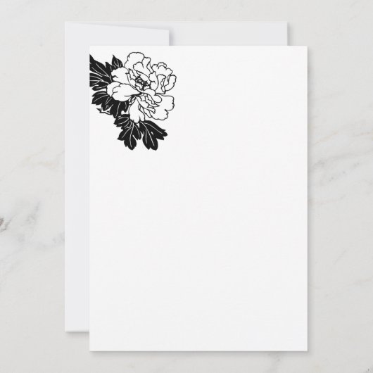 Einladung zur Hochzeit - Schwarz-Weiß-Blumen-Einla (Rückseite)