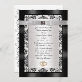 Einladung zur Hochzeit Schwarz-weiß Damask (Vorne/Hinten)