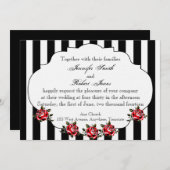 Einladung zur Hochzeit Schwarz-weiß und Rote Rose (Vorne/Hinten)
