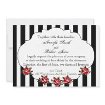 Einladung zur Hochzeit Schwarz-weiß und Rote Rose