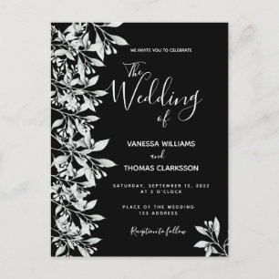 Einladung zur Hochzeit Schwarz-weißer botanischer  Postkarte
