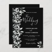 Einladung zur Hochzeit Schwarz-weißer botanischer Postkarte (Vorne/Hinten)