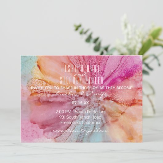 Einladung zur Hochzeit Seide-Blume (Stehend Vorderseite)