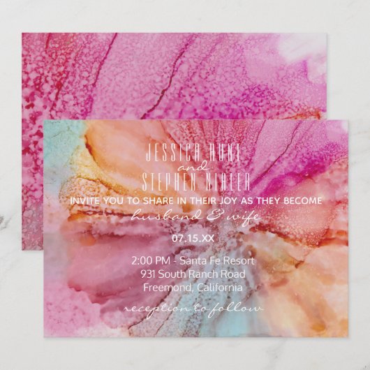 Einladung zur Hochzeit Seide-Blume (Vorne/Hinten)